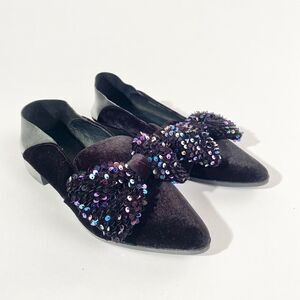 Shellys of London velvet loafer with sequin bow